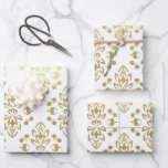 Elegant Gold Damask Floral Pattern Wedding Wrapping Paper Sheets<br><div class="desc">Wedding gift-giving in a faux gold damask floral pattern makes an awesome presentation.  Ideal for newlyweds,  bridal showers,  wedding showers,  new homes,  engagement showers,  and more.</div>