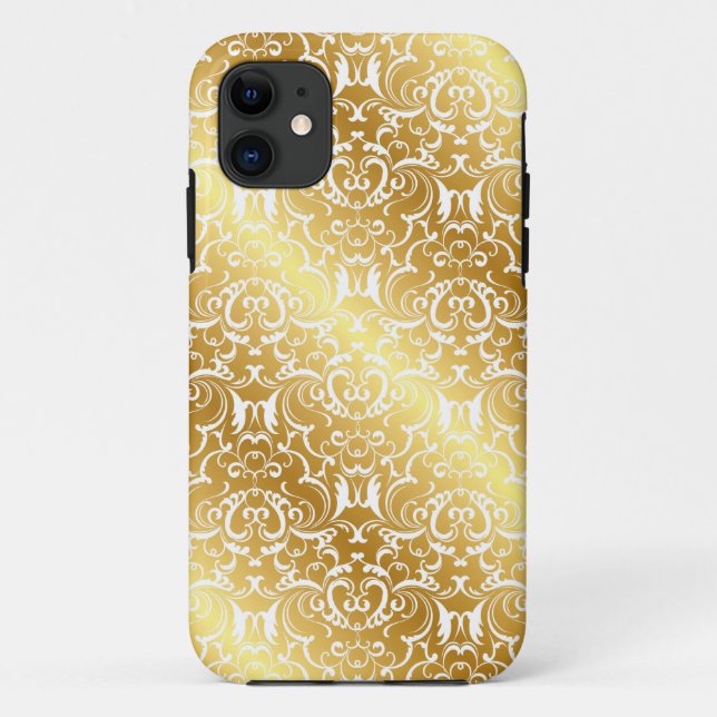 Elegant Gold Damask iPhone Case (Back)