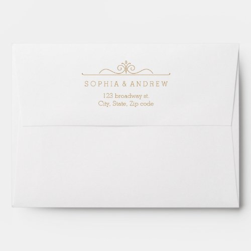 Elegant gold damask liner  return address envelope