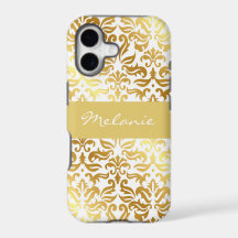Elegant Gold Damask Monogram iPhone Case