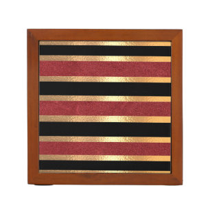 Elegant Gold Damask On Burgundy Desk Organizer