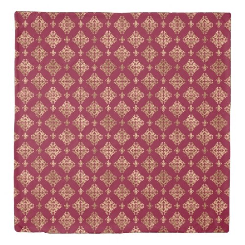 Elegant Gold Damask On Burgundy