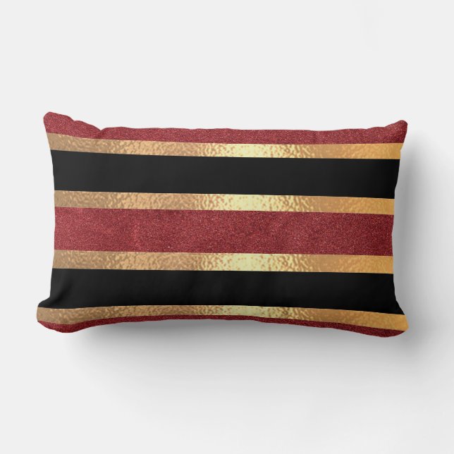 Elegant Gold Damask On Burgundy Lumbar Pillow (Front)