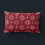 Elegant Gold Damask On Burgundy  Lumbar Pillow<br><div class="desc">Elegant Gold Damask On Burgundy Wedding Gift Lumber Pillow. Great gift for newly weds,  couples,  and all your loved ones. This one of a kind beautifully designed pillow is the perfect addition to your home and office decor.  Get yours today!</div>