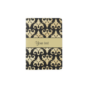 Elegant Gold Damask Passport Holder