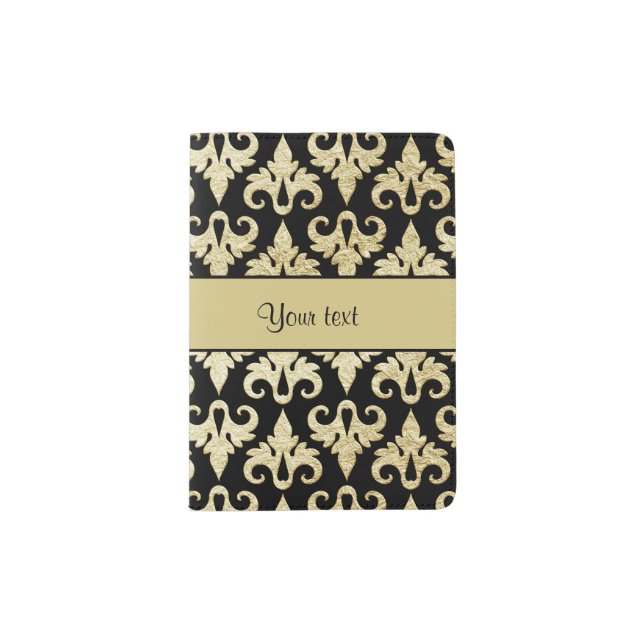 Elegant Gold Damask Passport Holder (Front)