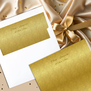 Elegant Gold Damask Pattern Envelope Liner