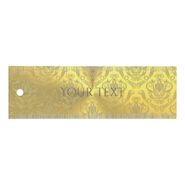 Elegant Gold Damask Ruler (Front)