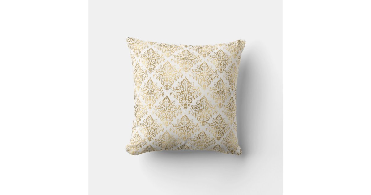 Elegant Gold Damask Throw Pillow Zazzle