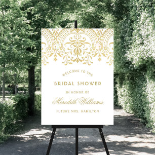 Elegant Gold Damask Wedding Bridal Shower Welcome Foam Board