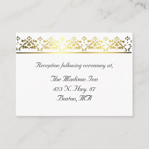 Elegant gold Damask Wedding enclosure cards Business Cards