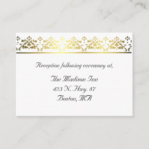 Customizable Elegant gold Damask Wedding enclosure cards Business Cards