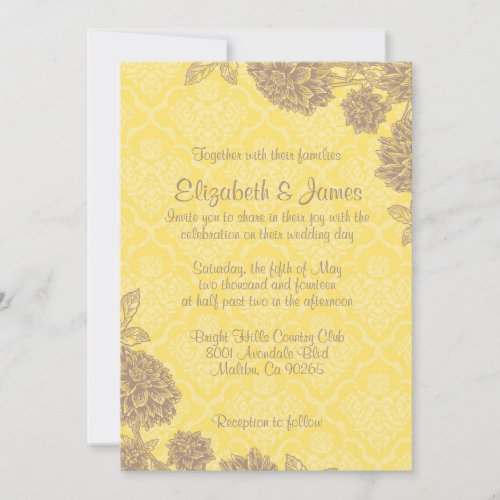Elegant Gold Damask Wedding Invitations