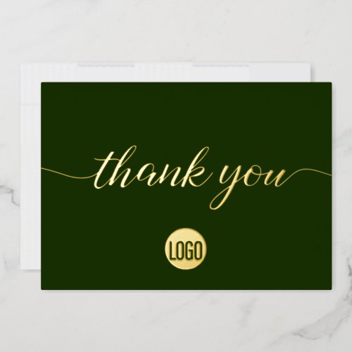 Elegant Gold dark green Business Thank you   Foil Holiday Card