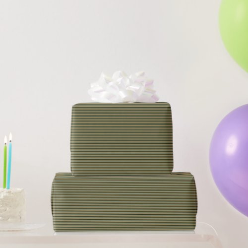 Elegant gold dark green thin stripes pattern gift wrapping paper