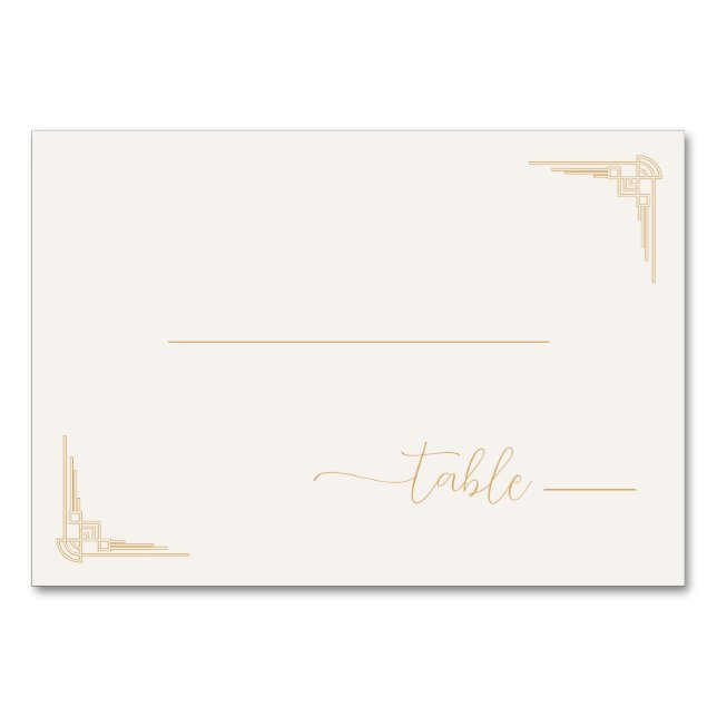 Elegant Gold Deco Geometric Motiff Table Number (Front)