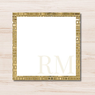 Elegant Gold Decorative Border Initial Monogram Note Card