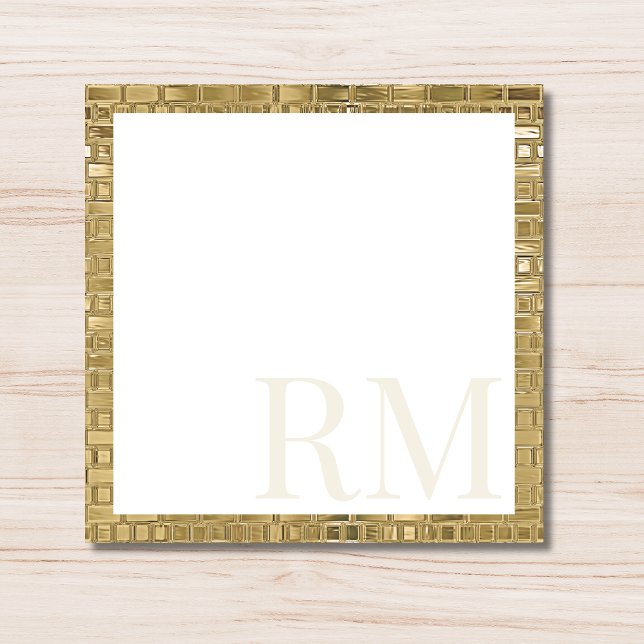 Elegant Gold Decorative Border Initial Monogram Note Card (Creator Uploaded)