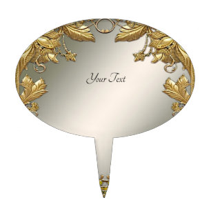 Elegant Gold Decorative Floral Cake Topper