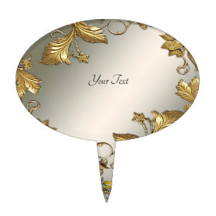 Elegant Gold Decorative Floral Cake Topper