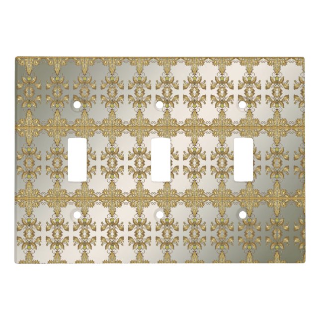 Elegant Gold Decorative Floral Light Switch Cover (Front)