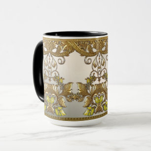 Elegant Gold Decorative Floral Mug