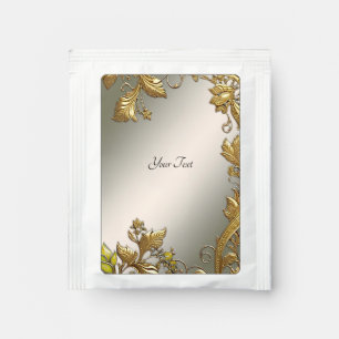 Elegant Gold Decorative Floral Tea Bag Drink Mix