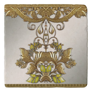 Elegant Gold Decorative Floral Trivet