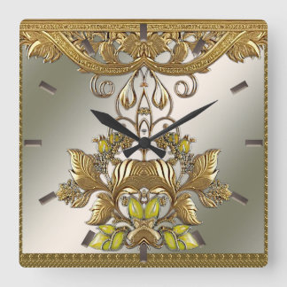 Elegant Gold Decorative Floral Wall Clock