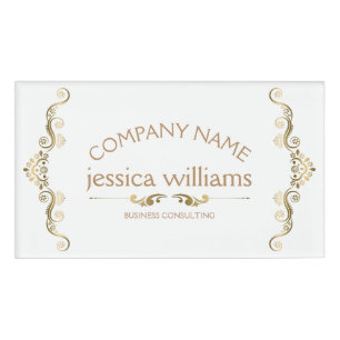 Elegant Gold Decorative Frame Name Tag