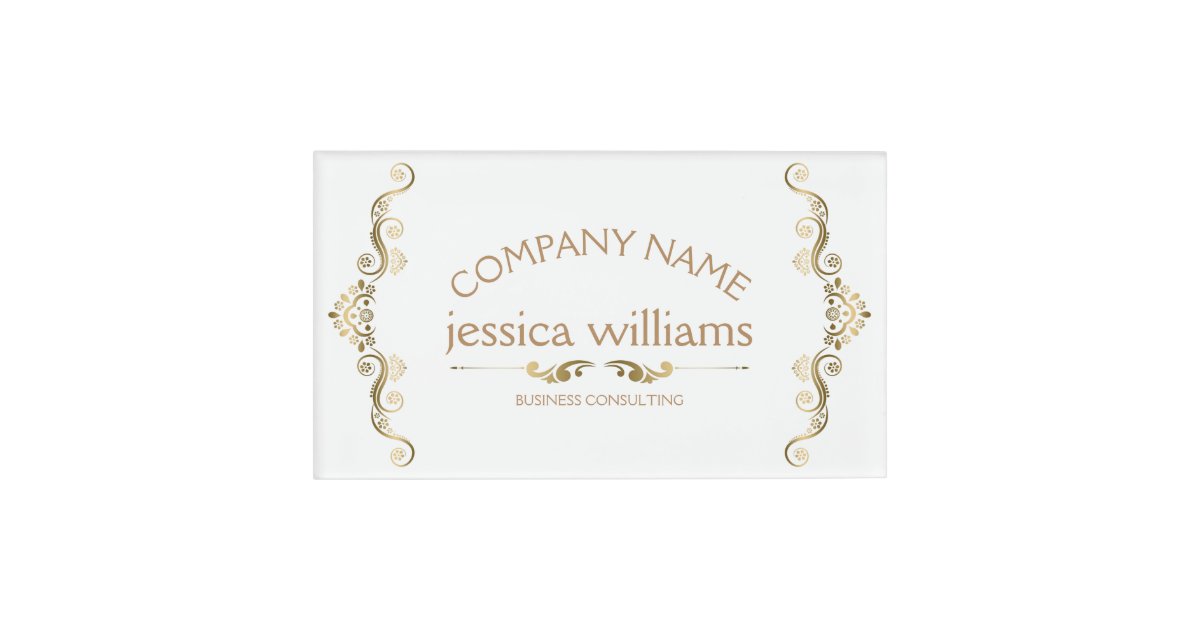 Elegant Gold Decorative Frame Name Tag Zazzle