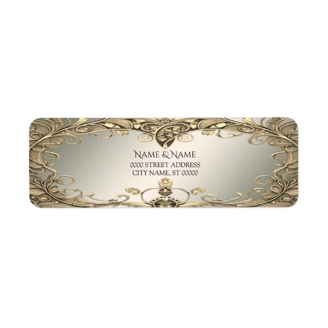 Elegant Gold Decorative Return Address Label (Front)