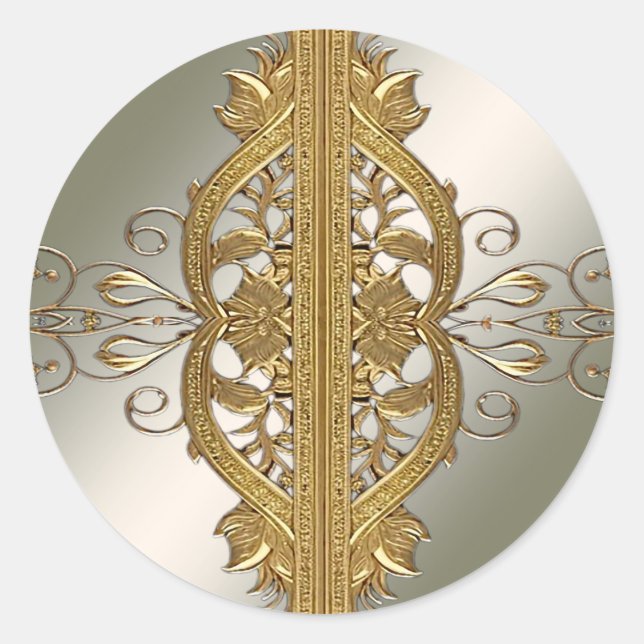 Elegant Gold Decorative Seal Wedding Sticker (Front)