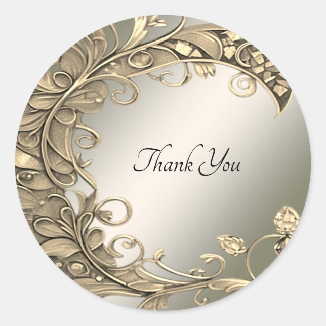 Elegant Gold Decorative Seal Wedding Sticker (Front)