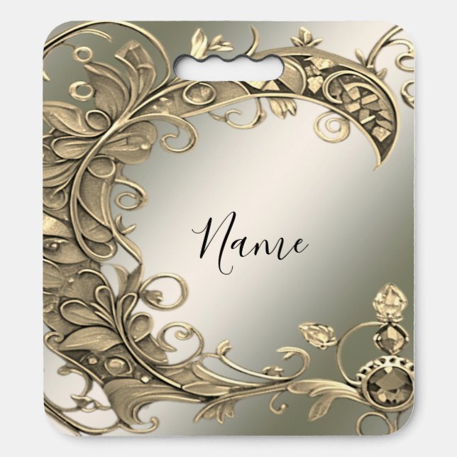 Elegant Gold Decorative Stadium Seat Cushion (Front Vertical)