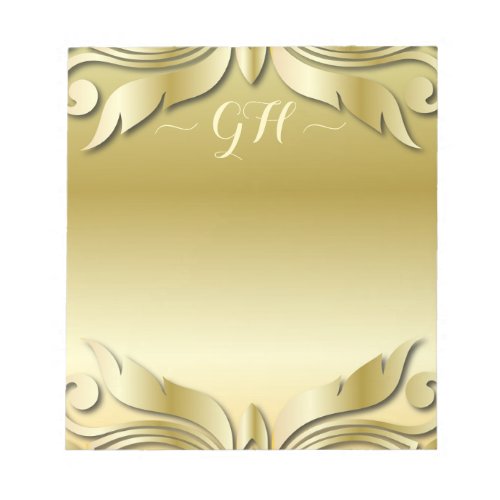 Elegant Gold Decorative Vintage Ornamental Initial Notepad