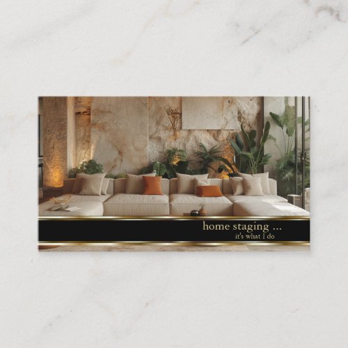 Elegant Gold Decorator Home Staging Business Card