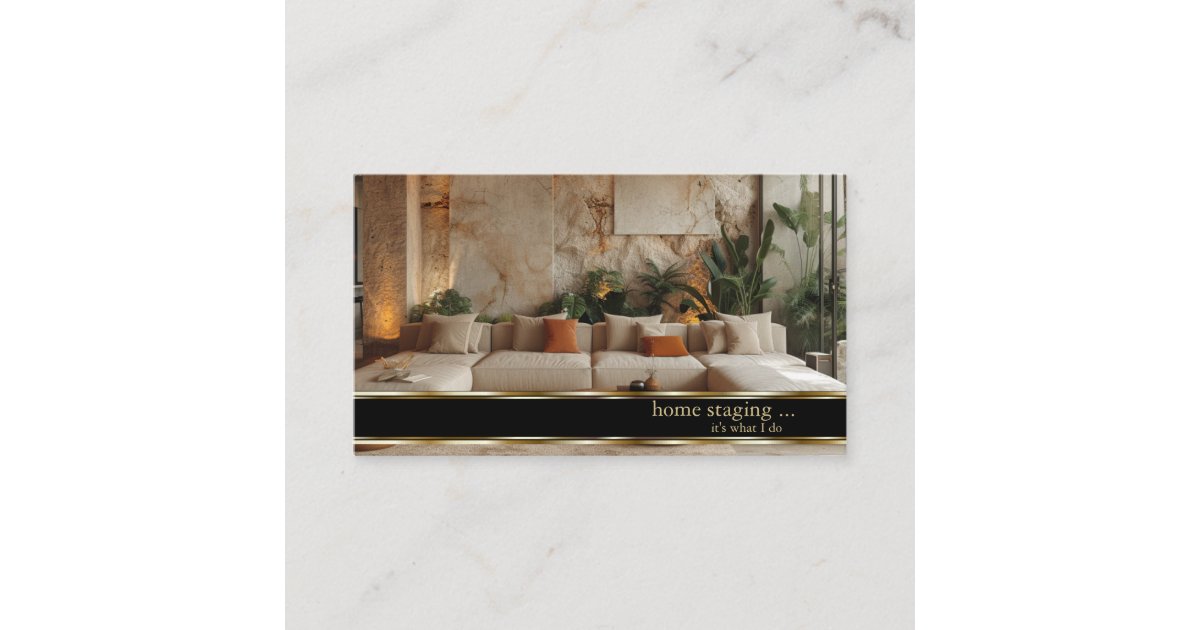 Elegant Gold Decorator Home Staging Business Card | Zazzle