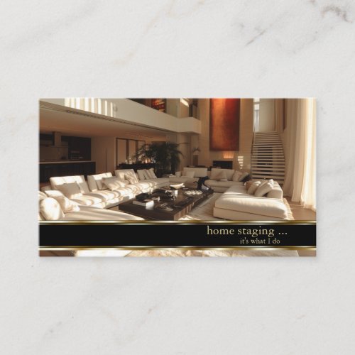 Elegant Gold Decorator Home Staging Business Card