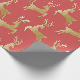 Elegant Gold Deer Christmas Wrapping Paper