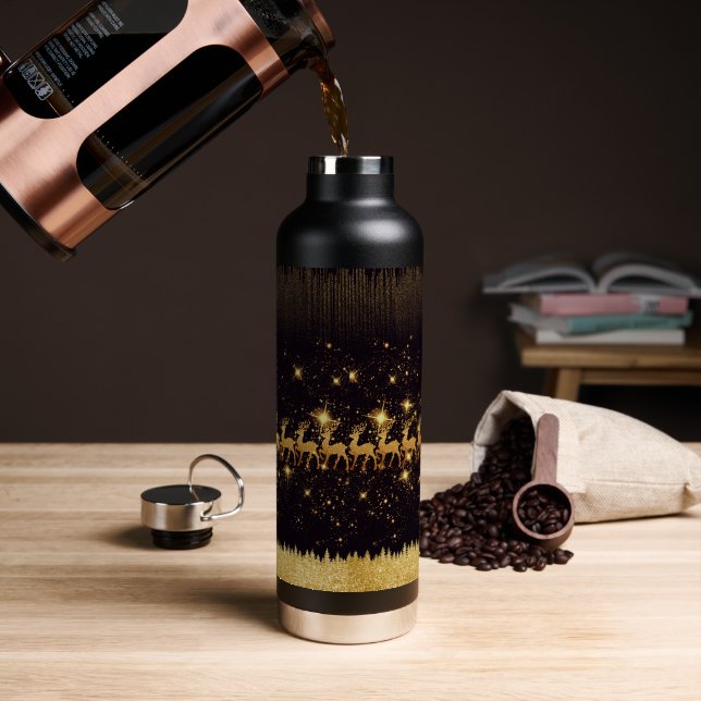 Elegant gold deer on water bottle (Coffee)