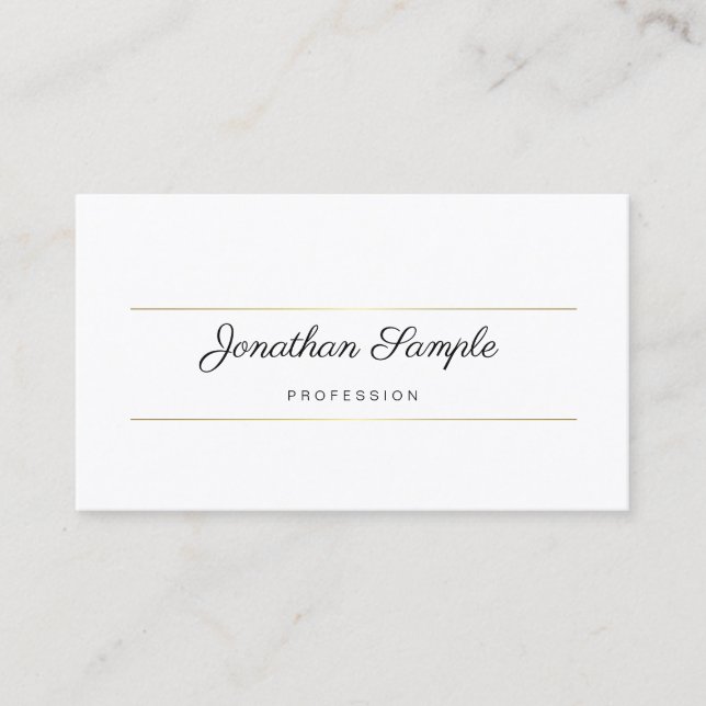 Elegant Gold Design Modern Hand Script Template Business Card (Front)