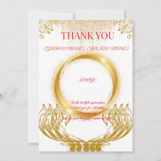 Elegant Gold Design Thank You Card on White