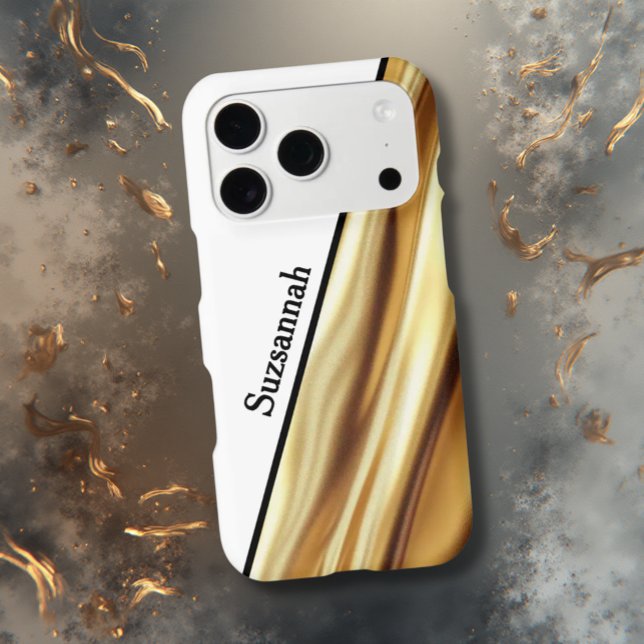 Elegant Gold Diagonal and White  Case-Mate iPhone Case (back side iPhone 17 template case)