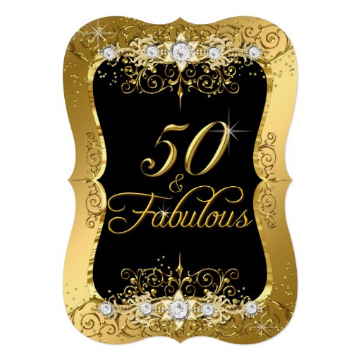 Elegant Gold Diamond 50 & Fabulous Invite | Zazzle