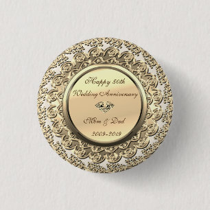 Elegant Gold Diamond 50th Wedding Anniversary Button