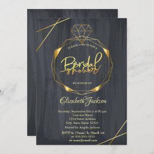 Elegant Gold Diamond Black Bridal Shower Invitation
