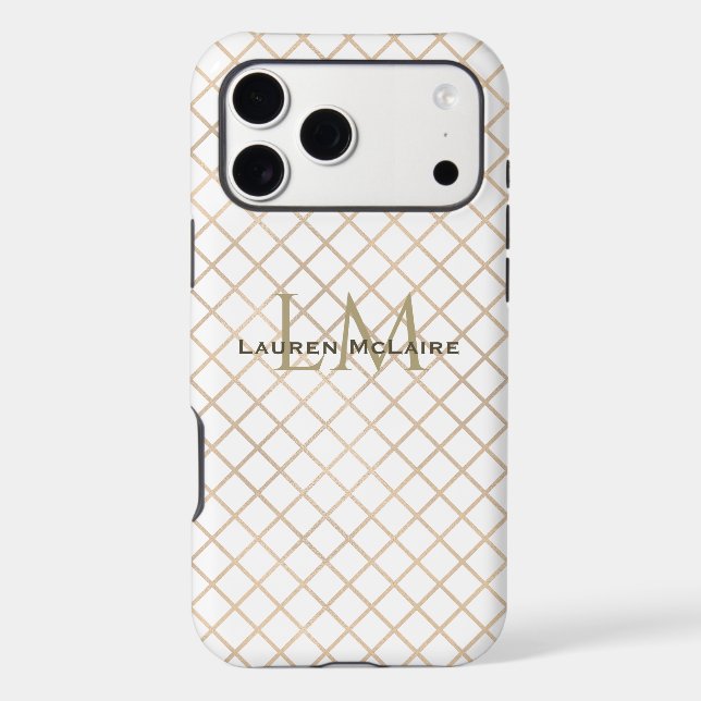 Elegant Gold Diamond Custom Monogram  Case-Mate iPhone Case (Back)