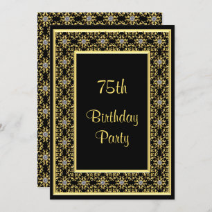Elegant Gold, Diamond Gem's 75th Birthday Invitation