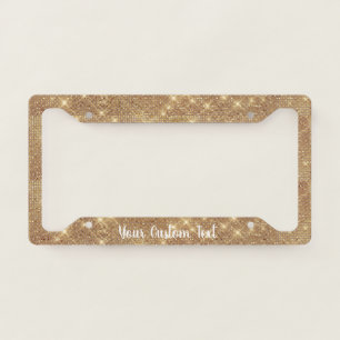 Elegant Gold Diamond Glitter Sparkle Personalized License Plate Frame